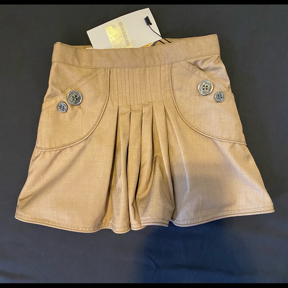 NWT $70 Juste Cle 92 2 2T Pleats Skirt Pintucks Tan Pockets Twirl Twill Cotton